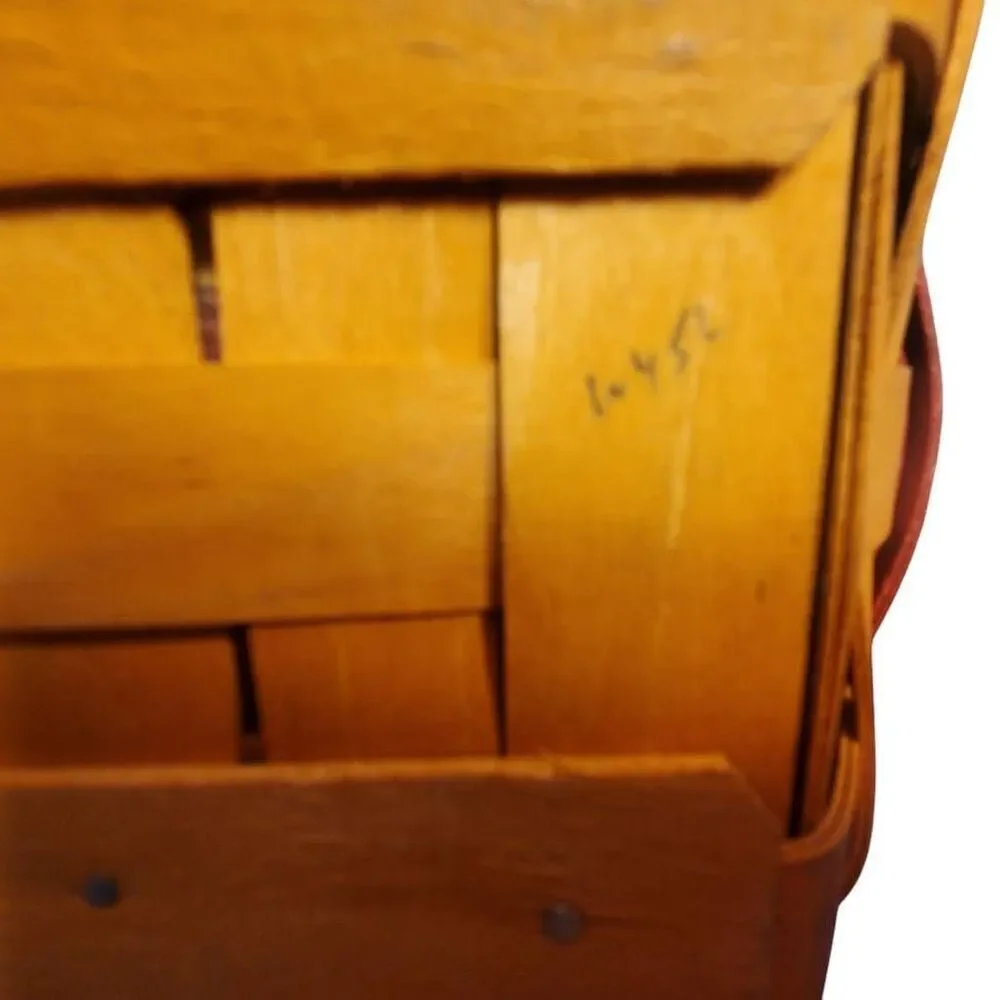 Longaberger 1997 Father's Day Striped Organizer Basket with Leather Handles - Pl